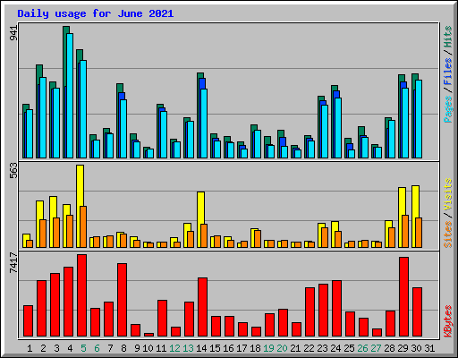 Daily usage for June 2021