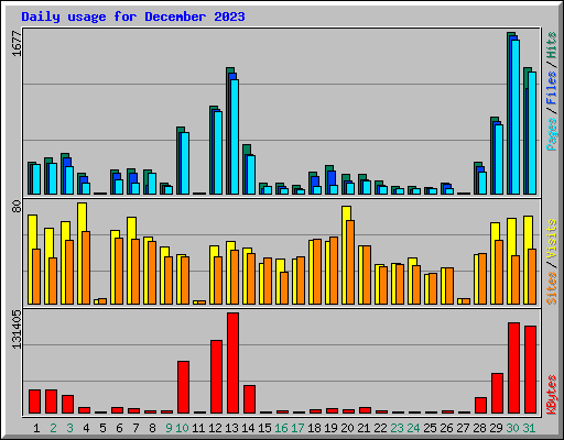 Daily usage for December 2023