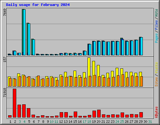 Daily usage for February 2024
