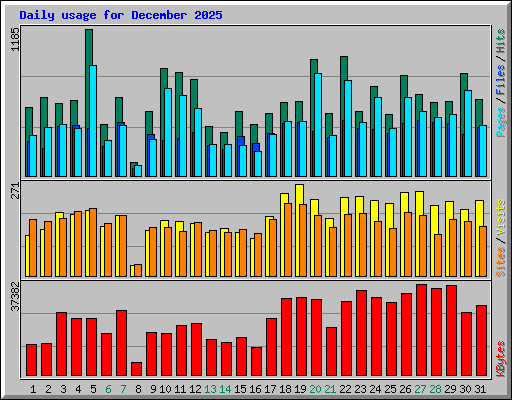Daily usage for December 2025