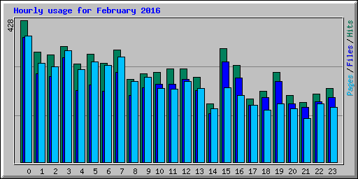Hourly usage for February 2016