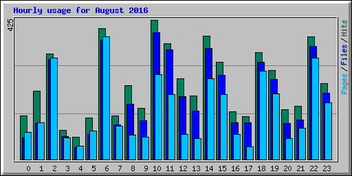 Hourly usage for August 2016